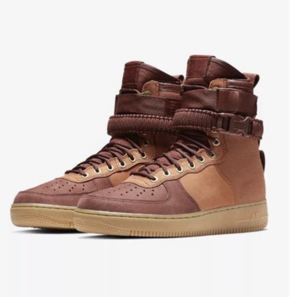 Nike Sf Air Force 1 High Size 7 Fur Lined 2018 Gum Soles Brown Sneaker